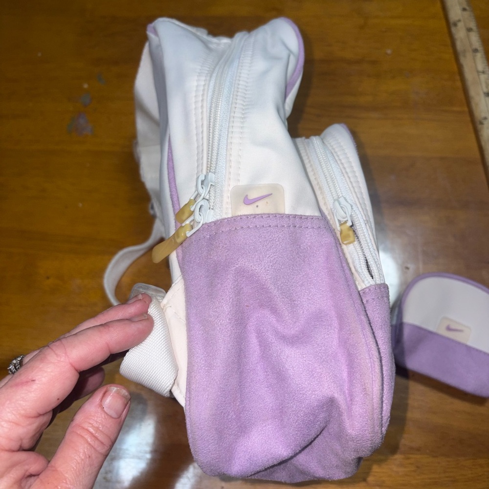 Nike Brasilia JDI Kids' Mini Backpack in a Platinum Violet Plum Dust colorway - Picture 4 of 16